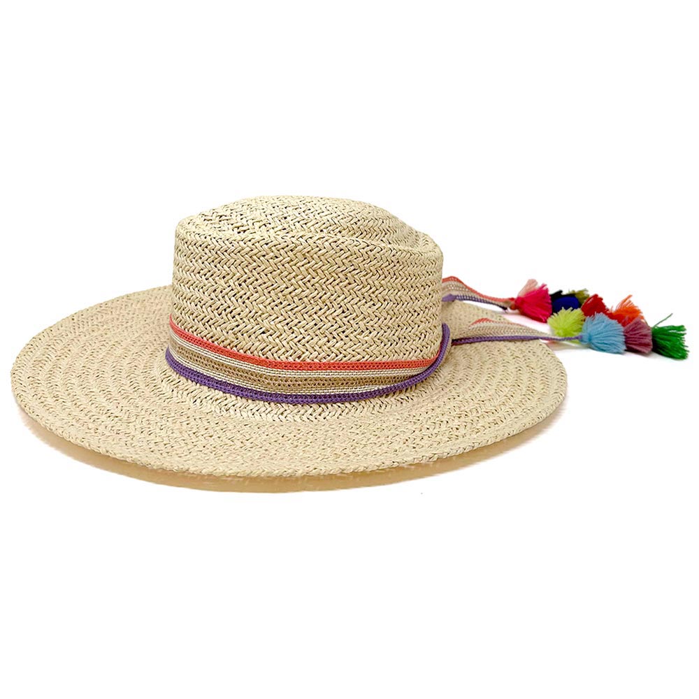 Striped Crochet Tassel Tip Hat Band