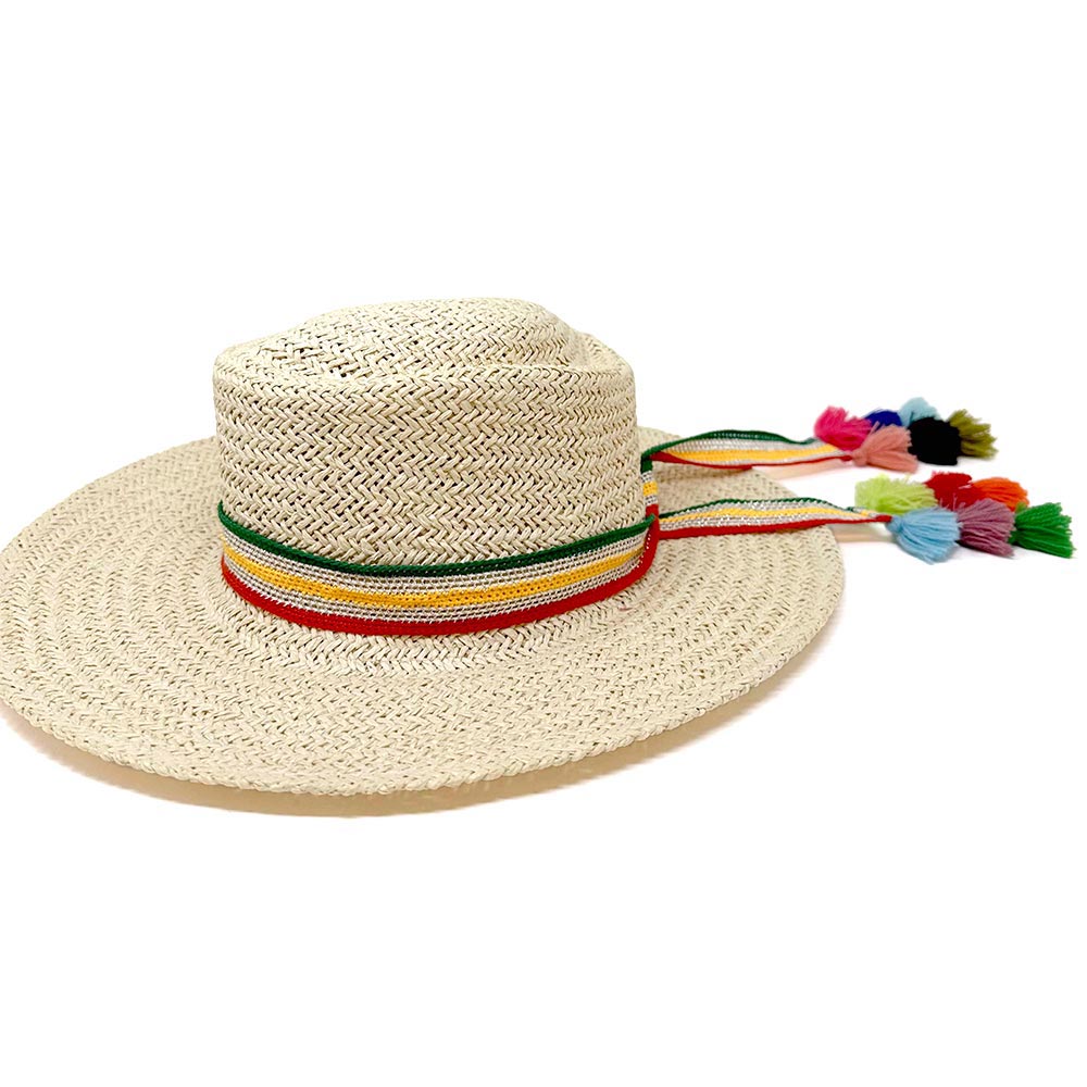 Striped Crochet Tassel Tip Hat Band