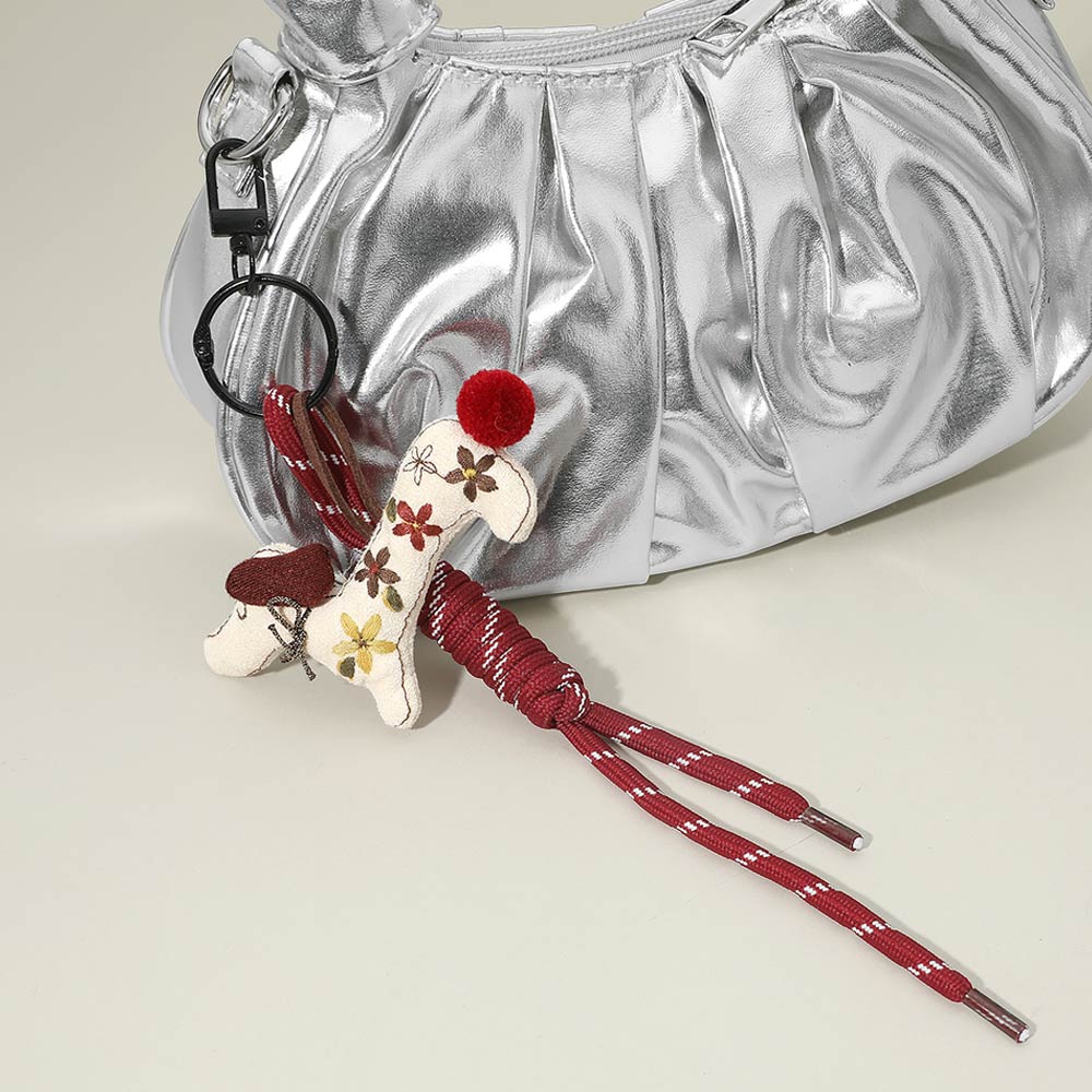 Cute Dachshund Dog Charm Knot Keychain Bag Charm