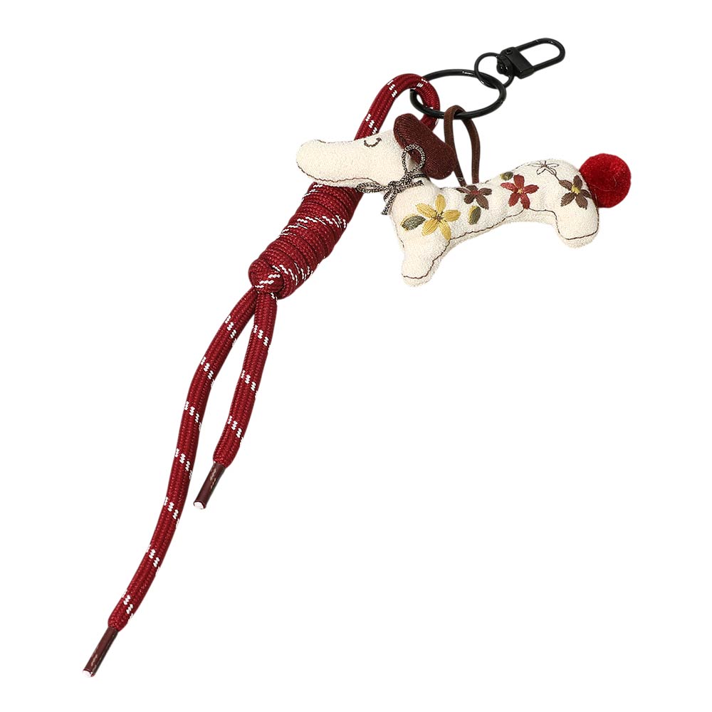 Cute Dachshund Dog Charm Knot Keychain Bag Charm
