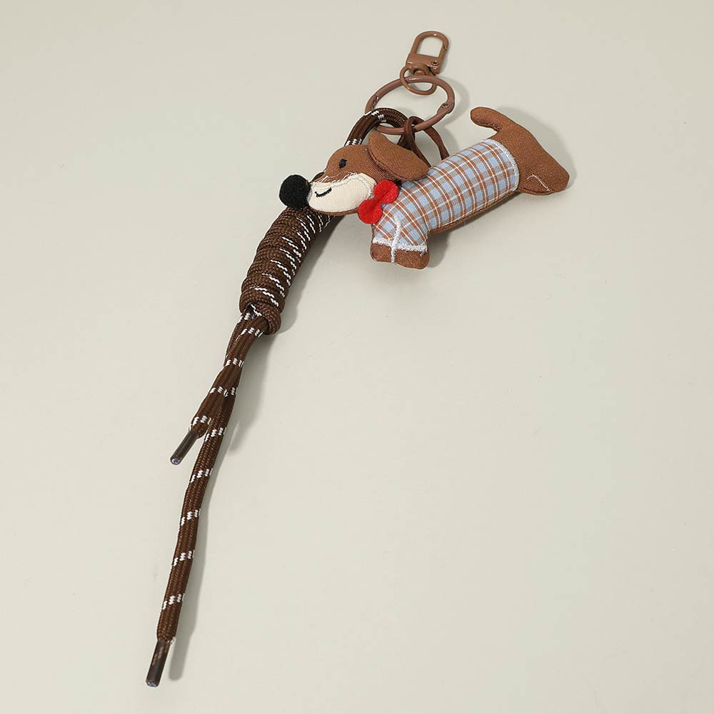 Cute Dachshund Dog Charm Knot Keychain Bag Charm