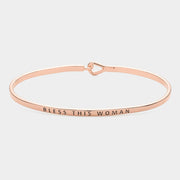 "Bless this woman" Thin Brass Metal Hook Bracelet