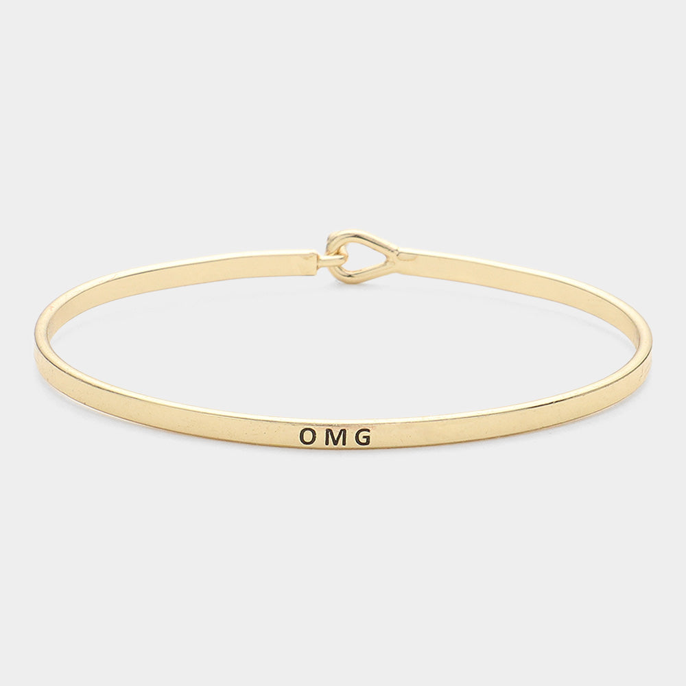 "OMG" Thin Brass Metal Hook Bracelet