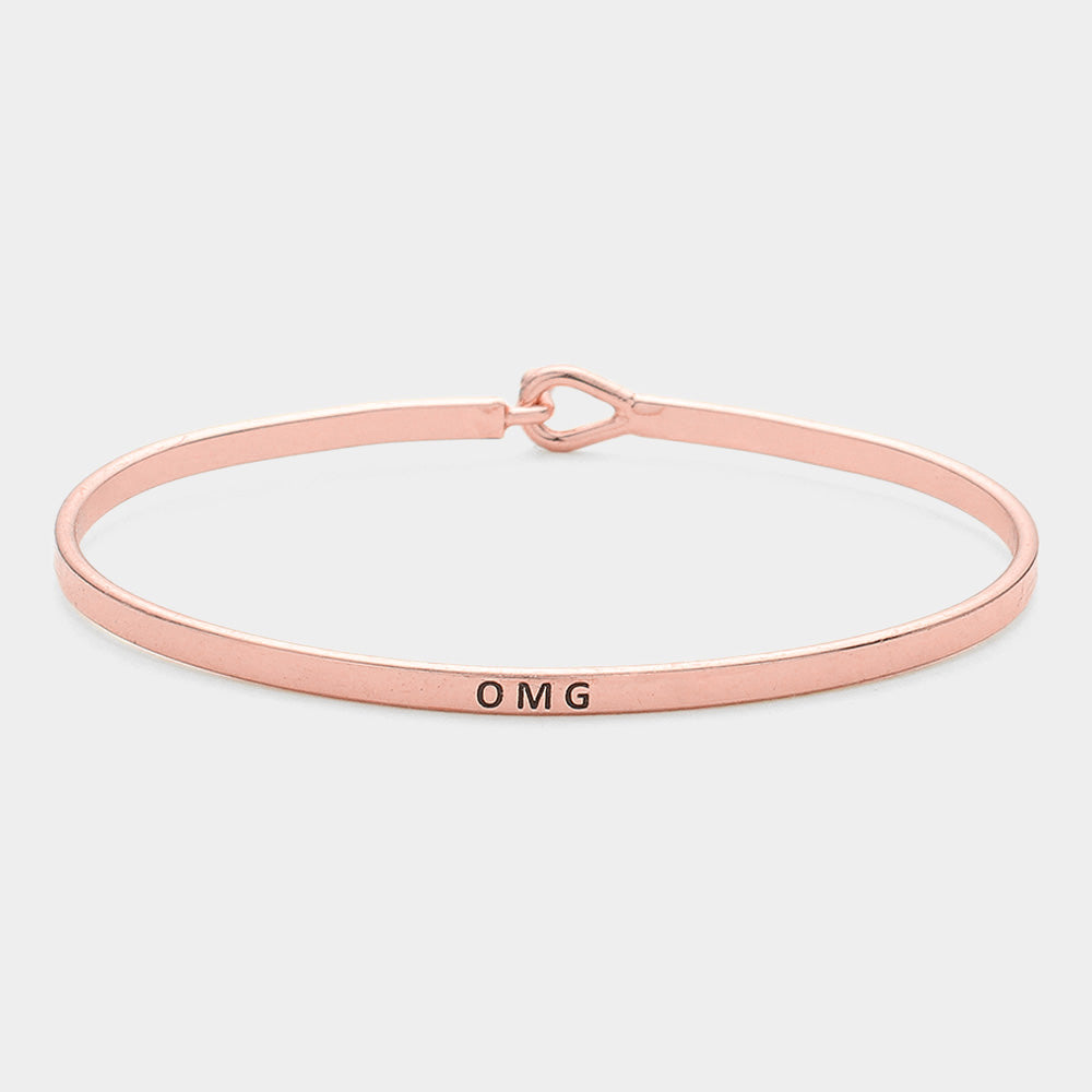 "OMG" Thin Brass Metal Hook Bracelet