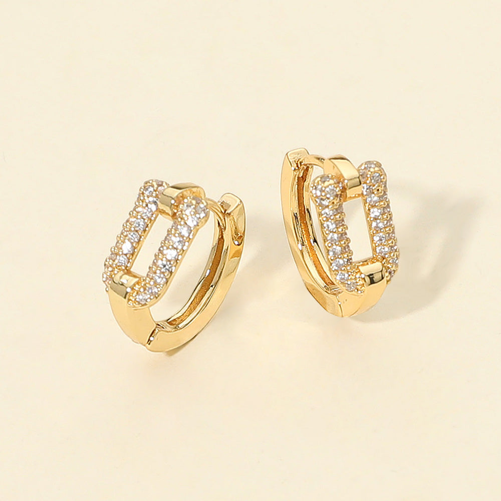 14K Gold Dipped CZ Stone Paved Mini Huggie Hoop Earrings