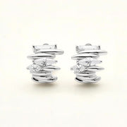 White Gold Dipped Modern Stack CZ Hoop Earrings