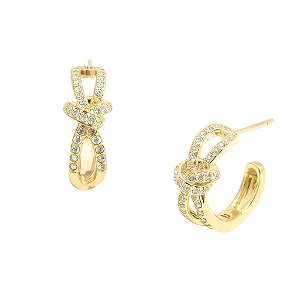 14K Gold Dipped CZ Pave Knot Hoop Earrings