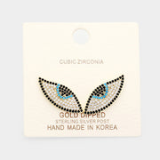 Gold Dipped Cubic Zirconia Evil Eye Earrings