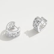 14K Gold Dipped Heart Shape CZ Stone Inlay Mini Huggie Hoop Earrings