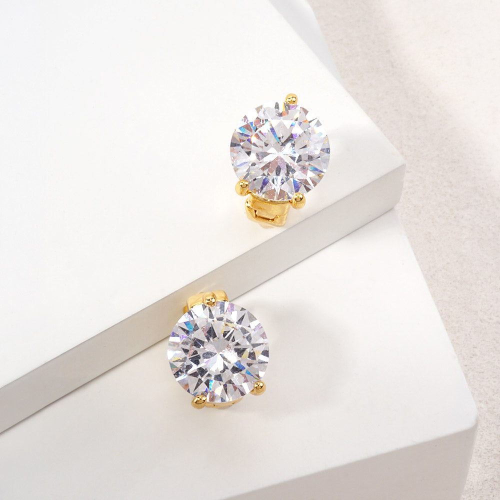 14K Gold Dipped Sparking Round CZ Mini Huggie Hoop Earrings