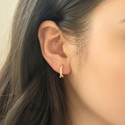 14K Gold Dipped CZ Pave Crossover Knot Huggie Hoop Earrings