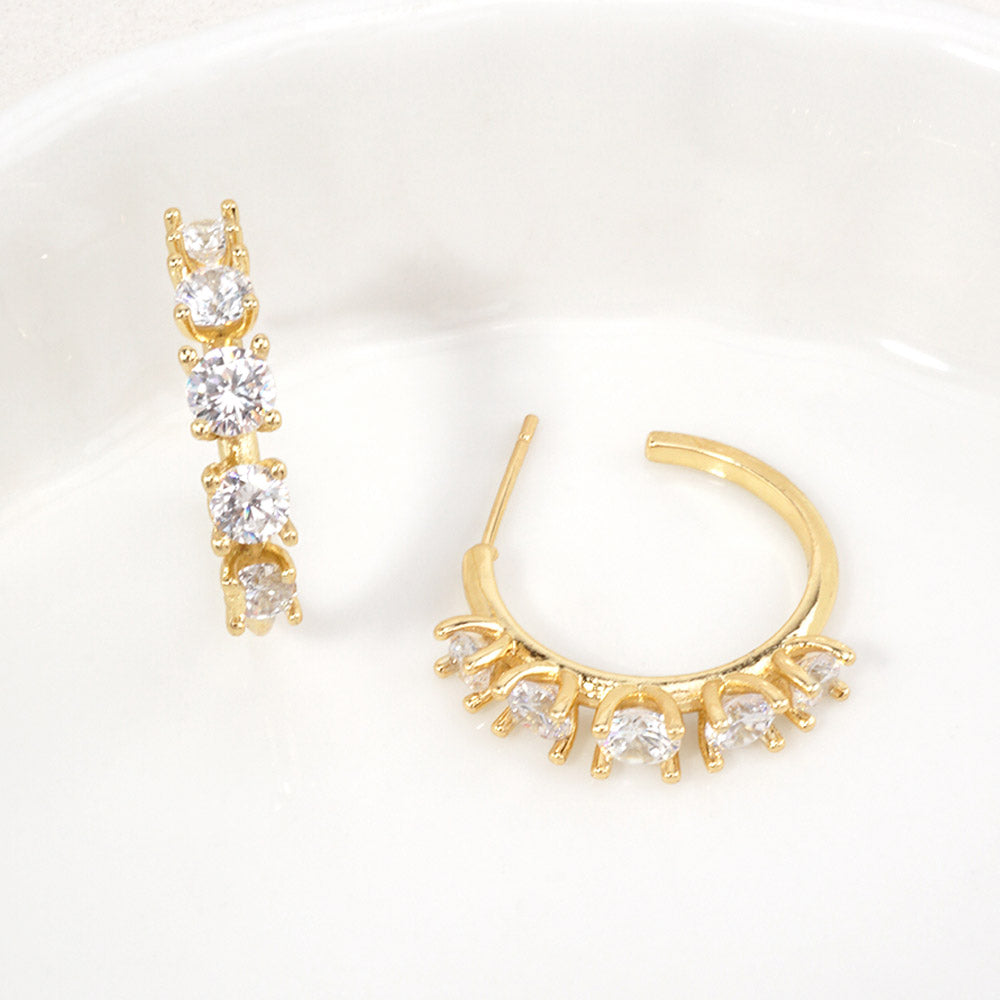 14K Gold Dipped Glam CZ Hoop Earrings
