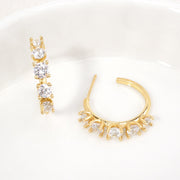 14K Gold Dipped Glam CZ Hoop Earrings