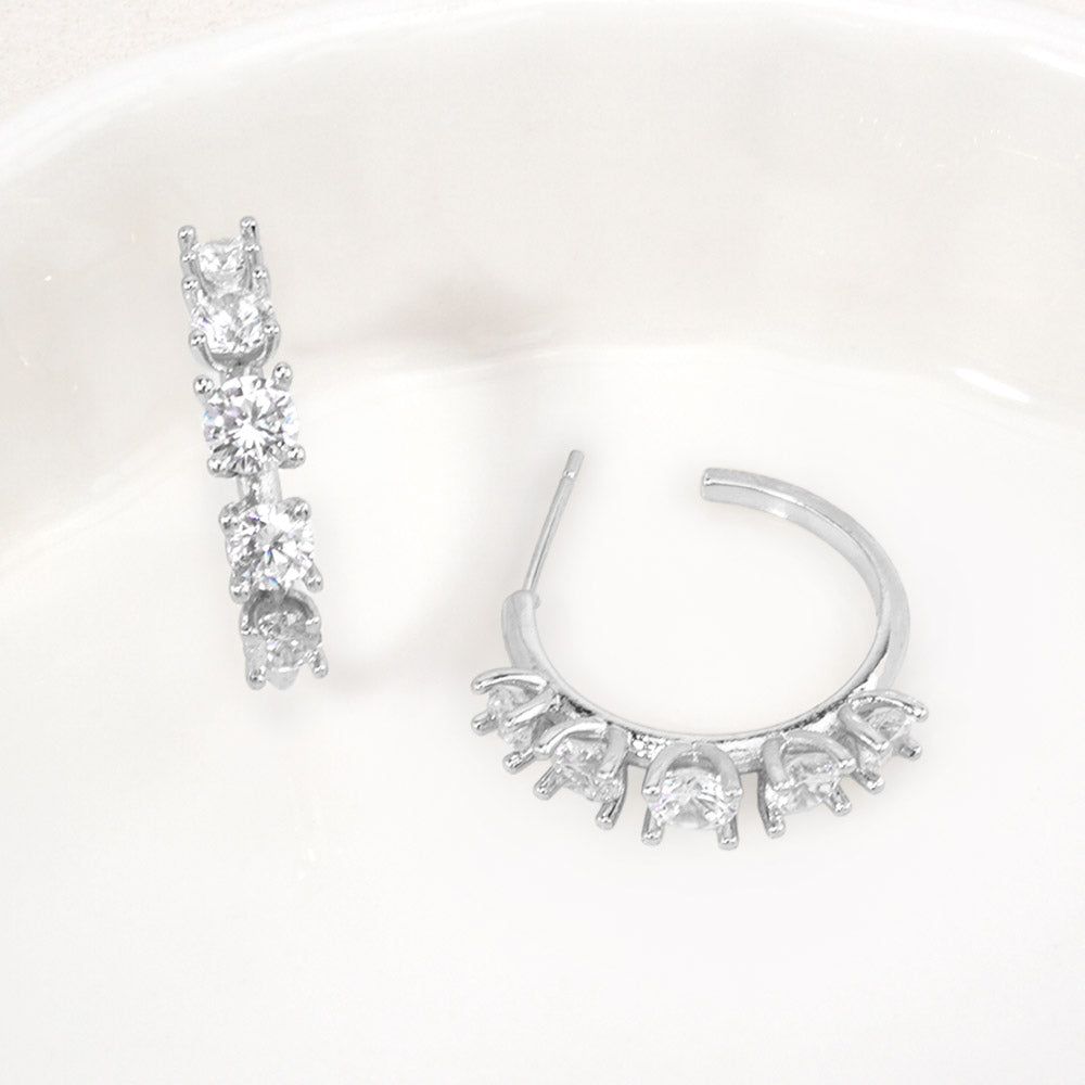 14K Gold Dipped Glam CZ Hoop Earrings