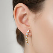 14K Gold Dipped Curved CZ Climber Earrings