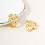 14K Gold Dipped Vintage Cross CZ Huggie Hoop Earrings