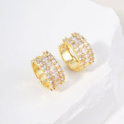 14K Gold Dipped Glam Baguette CZ Huggie Hoop Earrings