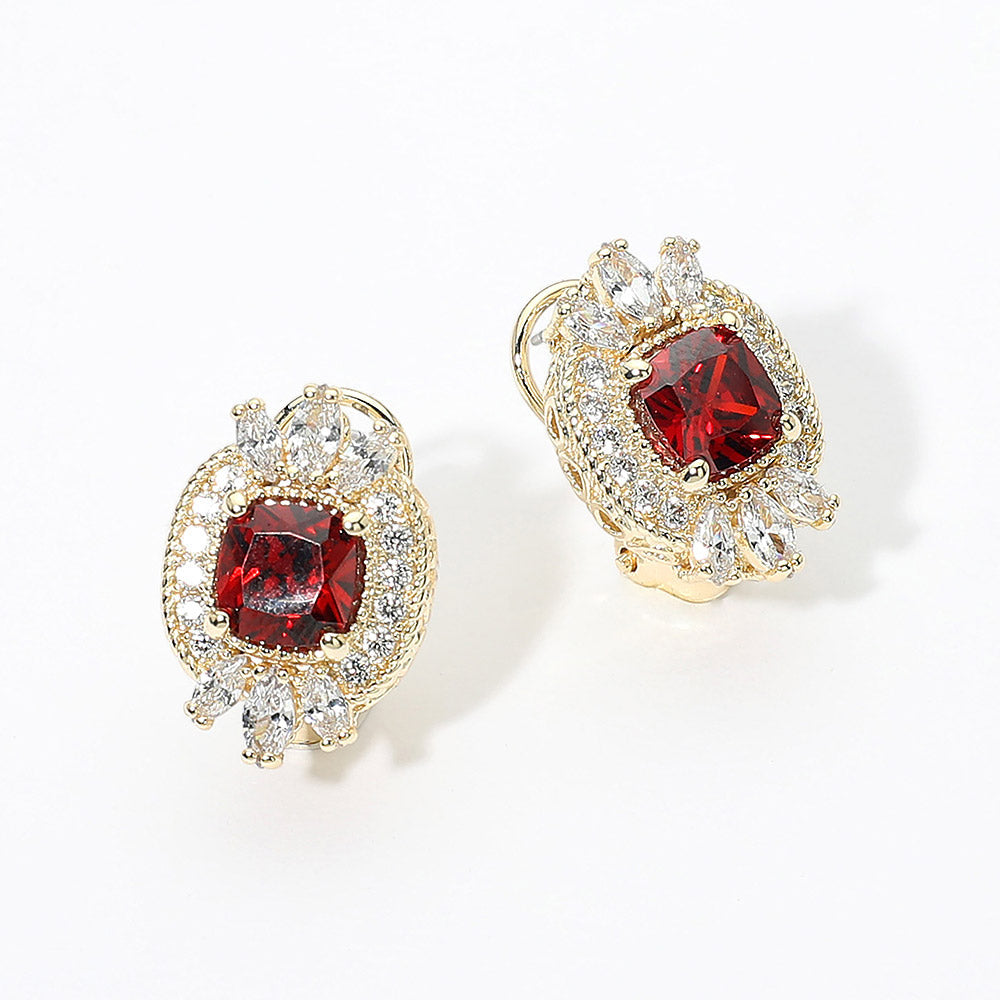 14K Gold Plated Vintage Inspired CZ Halo Stud Earrings