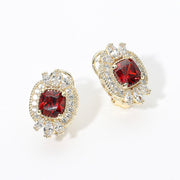 14K Gold Plated Vintage Inspired CZ Halo Stud Earrings