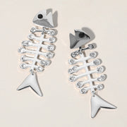 Oversized Stone Embellished Fish Earrings