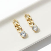 Gold Plated Hypoallergenic Stone Tip Chain Drop Earrings