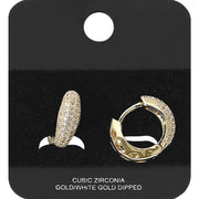 Gold Dipped CZ Stone Paved Huggie Hoop Earrings