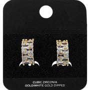 Gold Dipped Baguette CZ Mini Half Hoop Earrings