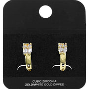 Gold Dipped Marquise CZ Cluster Accent Mini Open Hoop Earrings