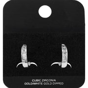 White Gold Dipped CZ Mini Open Hoop Earrings