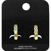 Gold Dipped CZ Embellished Twisted Mini Open Hoop Earrings