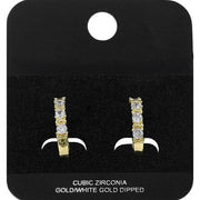 Gold Dipped Round CZ Around Mini Open Hoop Earrings
