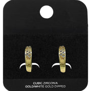 Gold Dipped CZ Pave Lattice Mini Open Hoop Earrings