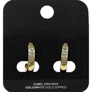 Gold Dipped CZ Channel Mini Open Hoop Earrings