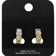 Gold Dipped CZ Cluster Embellished Mini Open Hoop Earrings
