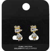 Gold Dipped Multi Shape CZ Cluster Around Mini Open Hoop Earrings