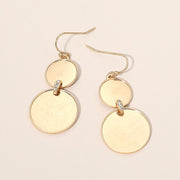 Rhinestone Pave Bar Link Round Metal Plate Link Drop Earrings