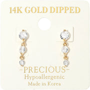 14K Gold Dipped Hypoallergenic Graduated Stone Link Drop Earrings