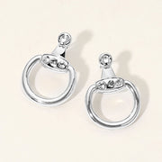 Rhinestone Paved Horsebit Drop Earrings