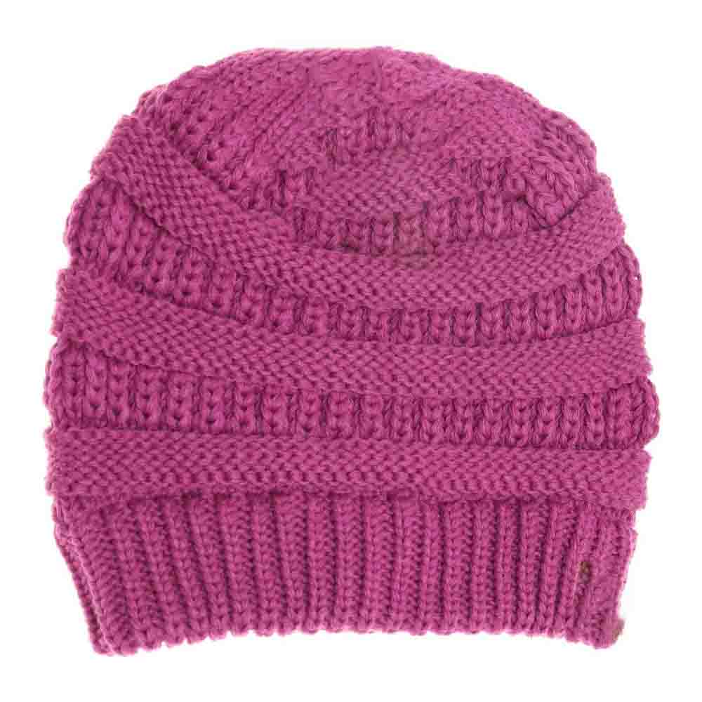 C.C CRISS CROSS PONYTAIL KNIT BEANIE