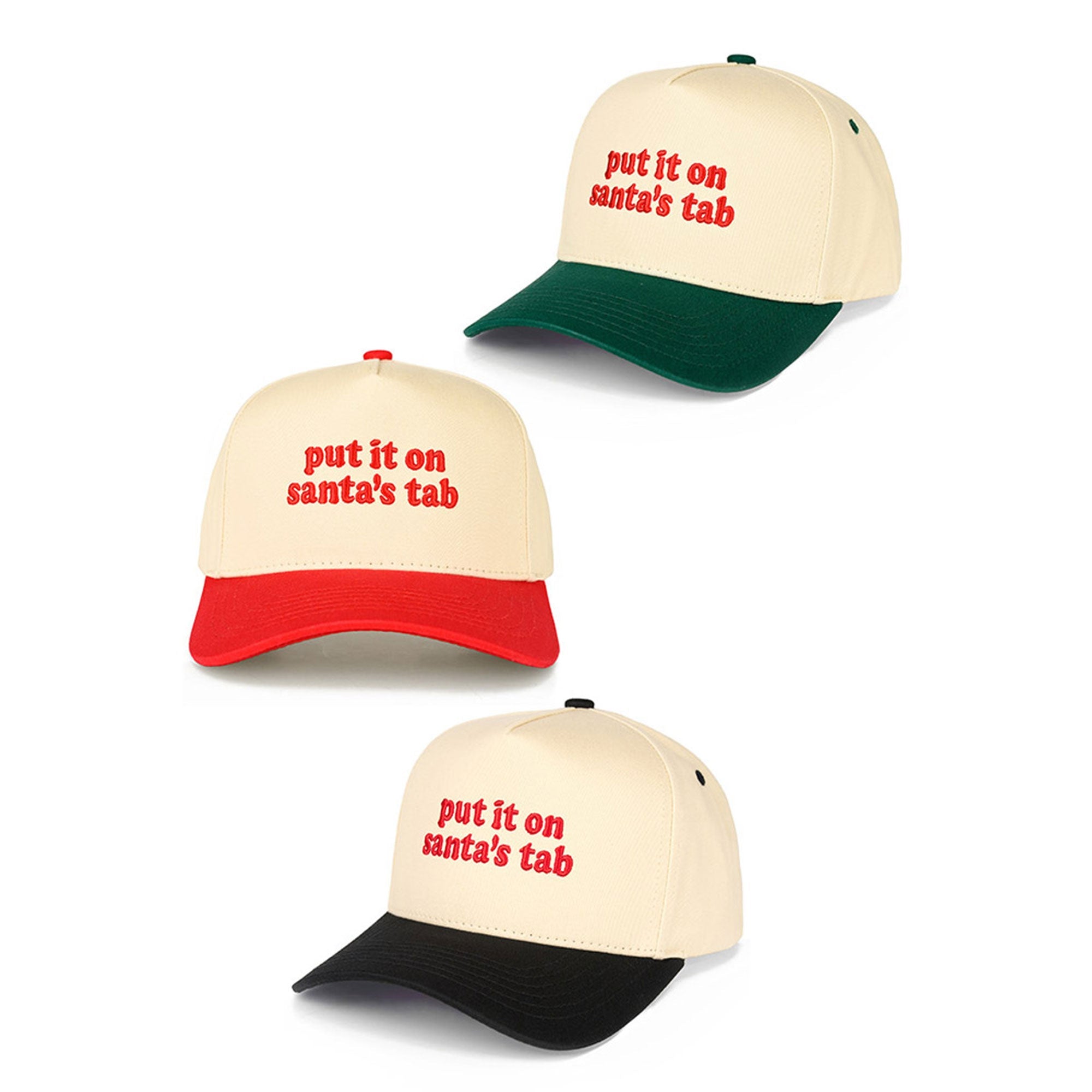 C.C PUT IT ON SANTA'S TAB Letter Christmas Theme Trucker Hat Baseball Cap