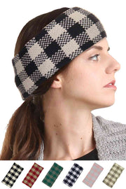 Checked pattern knit headband