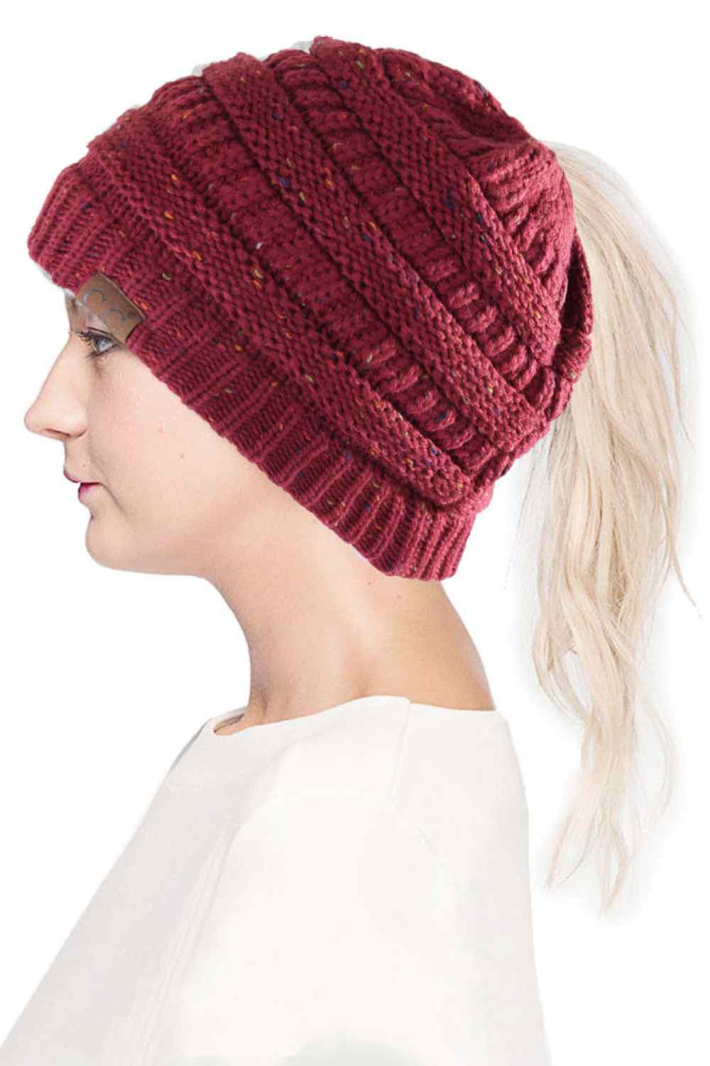 C.C Confetti Ponytail Messy Bun Beanie