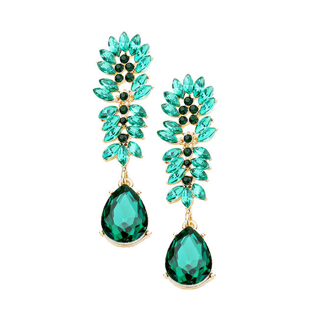 Marquise Cluster Crystal Teardrop Evening Earrings