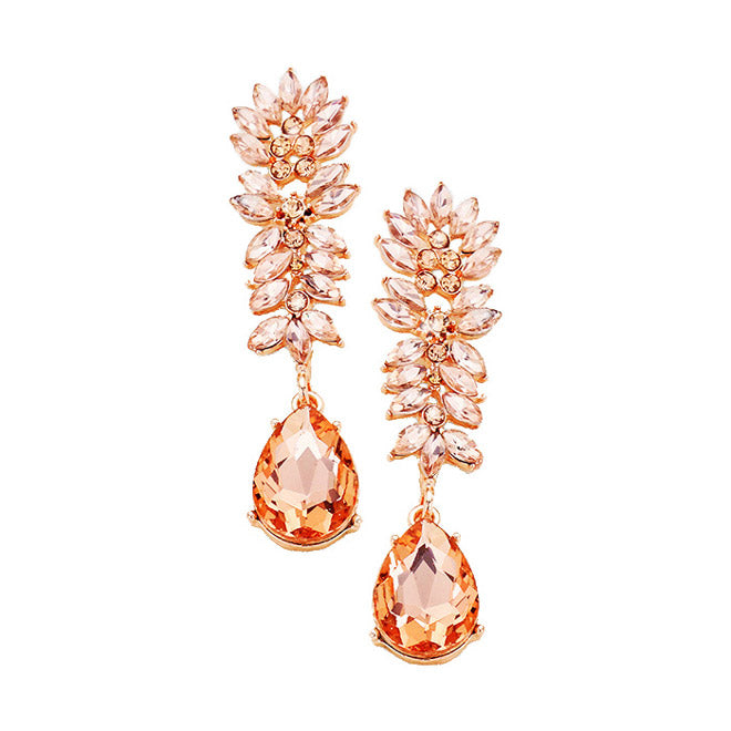 Marquise Cluster Crystal Teardrop Evening Earrings