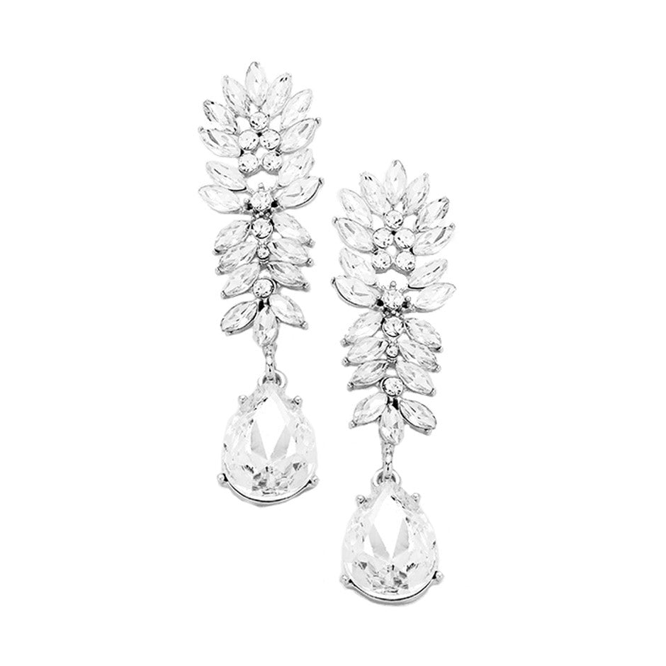 Marquise Cluster Crystal Teardrop Evening Earrings