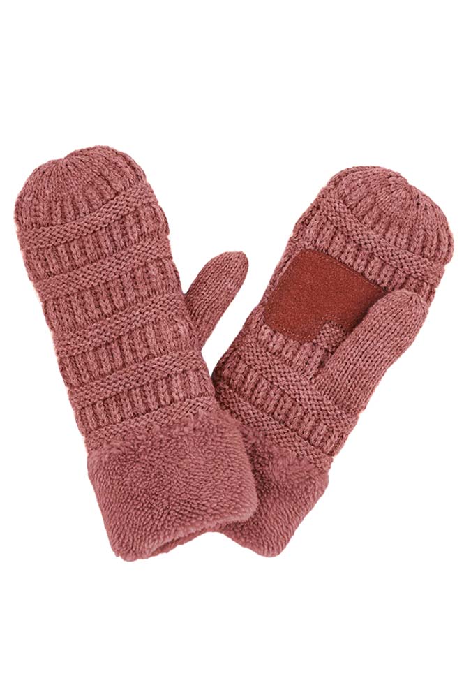 C.C Solid Color Knitted Mitten Gloves