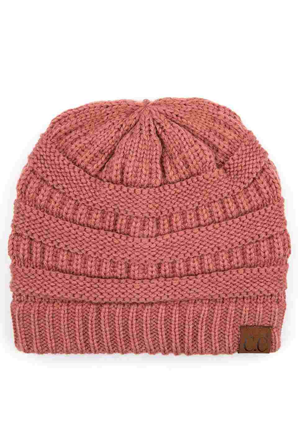 C.C Women's Ribbed Knit Solid Color Beanie
