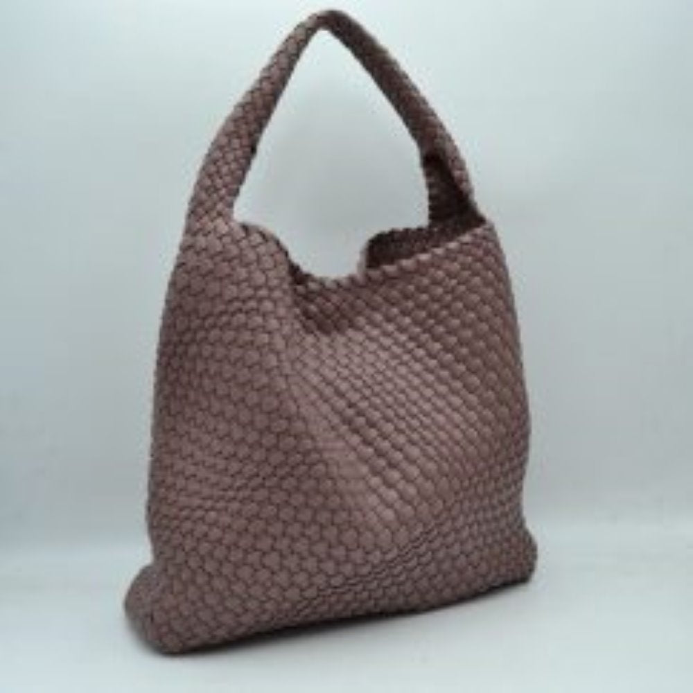 Woven Slouchy Shoulder Bag with Matching Zipper Pouch Set