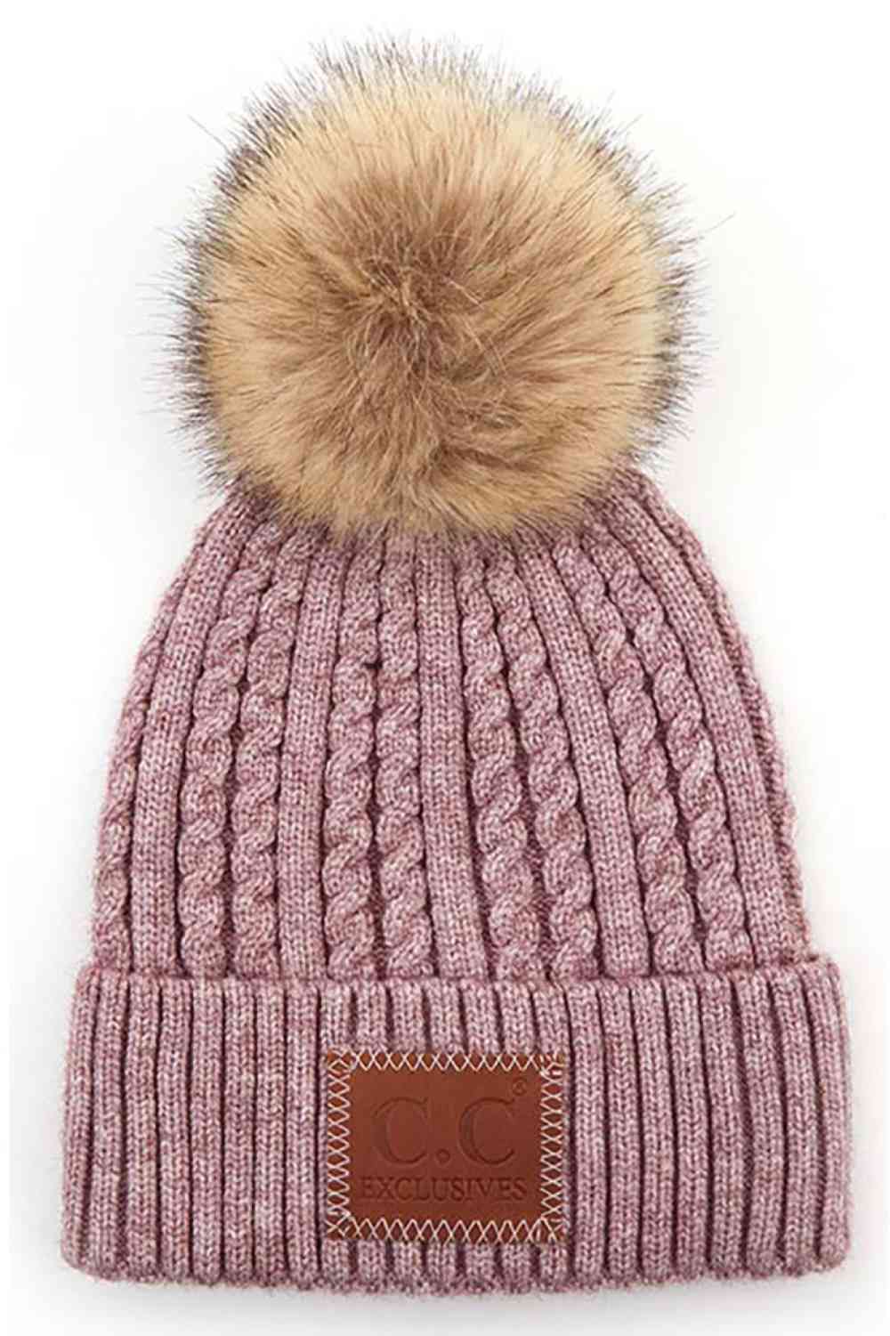 C.C Double Braided Beanie With Pom