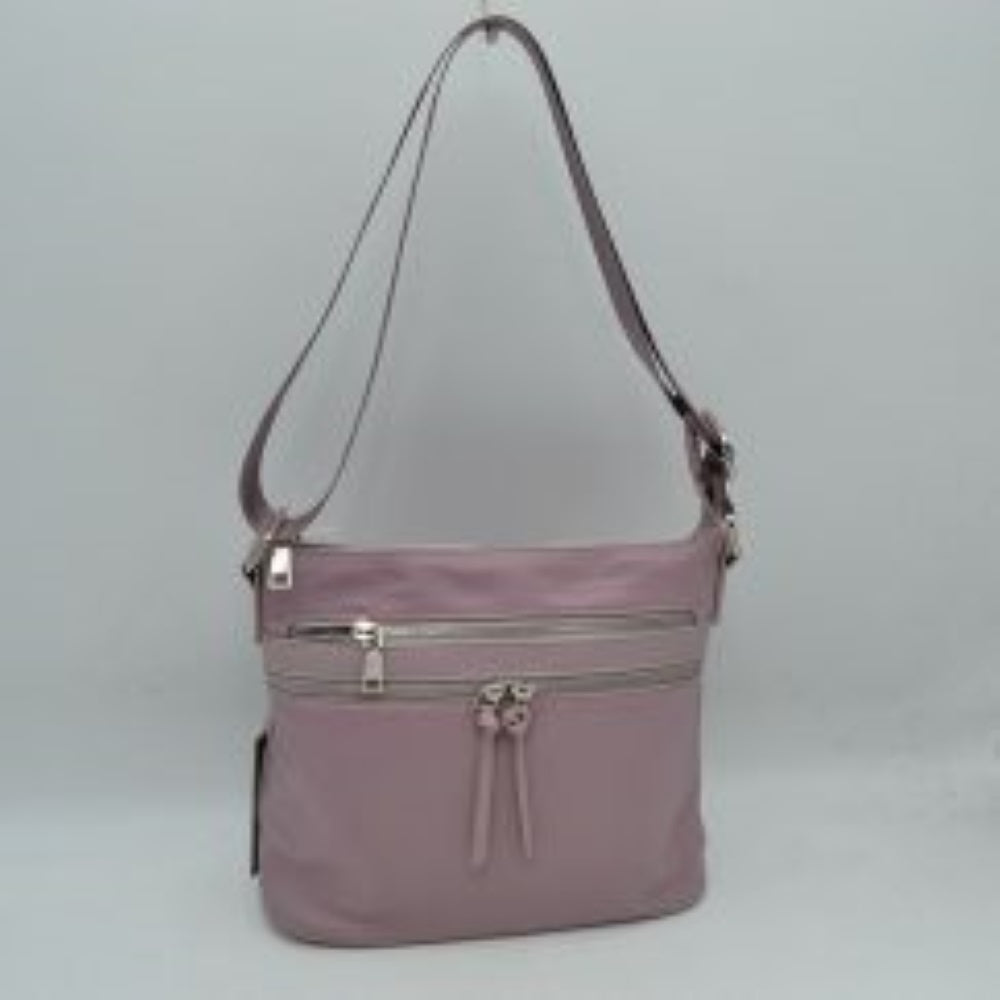 Multi Zipper Crossbody Shoulder Bag with Adjustable Long Strap